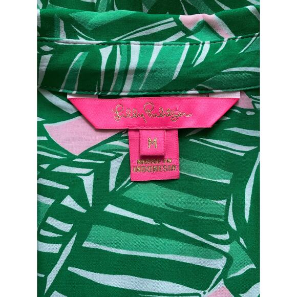 Lilly Pulitzer Franki Green Conch Shell Lets Go Bananas Shirt Coverup Size MED - Picture 7 of 9